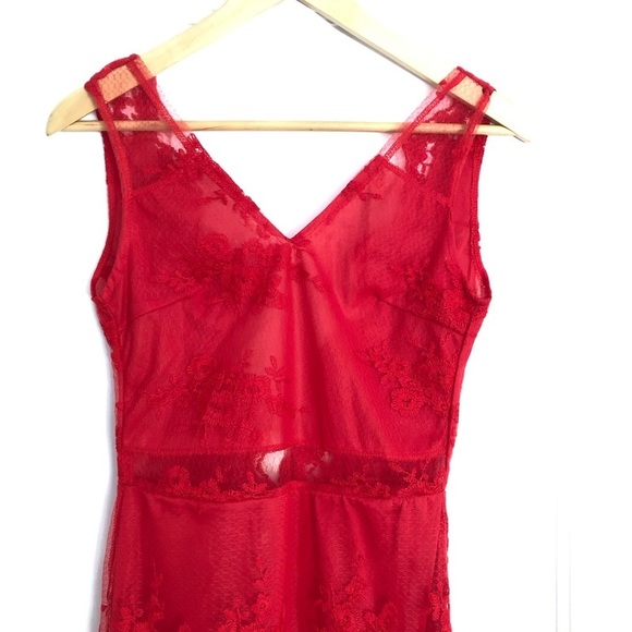 Red Boudoir Chic long lace dress. Low back maxi or lingerie. Small. Prom dress - Picture 13 of 13